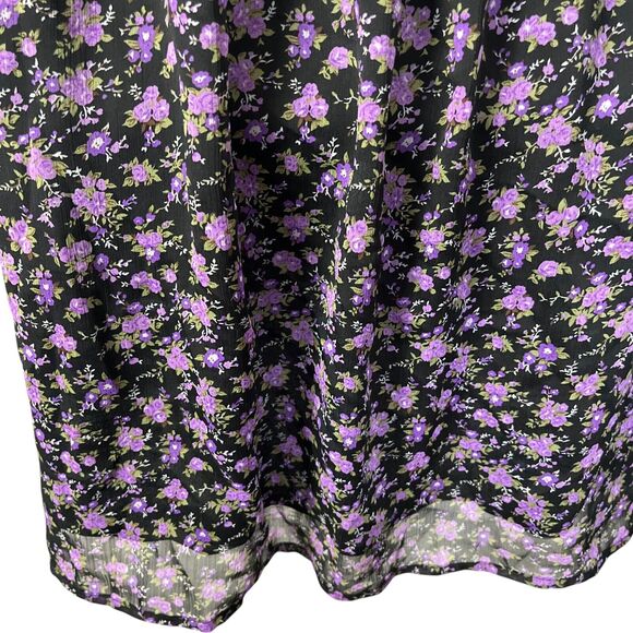 Deb Y2K Purple Black Floral Ruffle Babydoll Lined Vintage Dress Womens Plus 3X - Picture 11 of 15